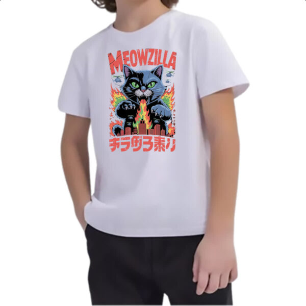 Camiseta Infanto Juvenil Meowzilla - Imagem 2