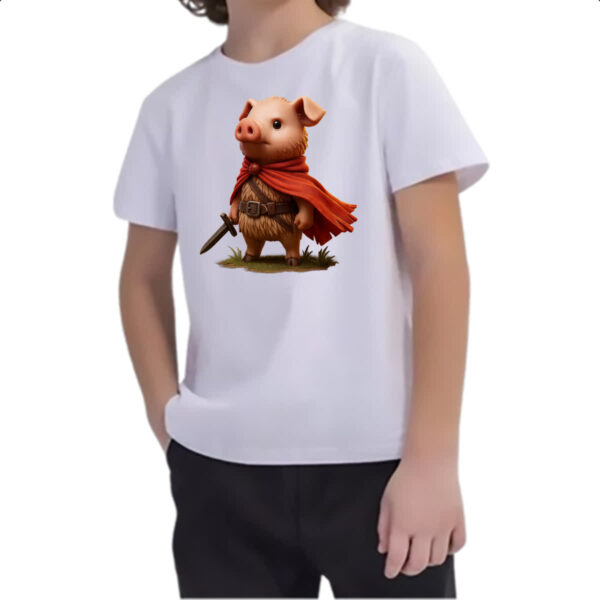 Camiseta Infanto Juvenil Porco mosqueteiro - Imagem 2
