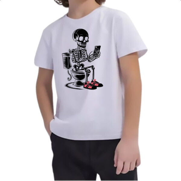 Camiseta Infanto Juvenil Esqueleto na Sala de Forca - Imagem 2