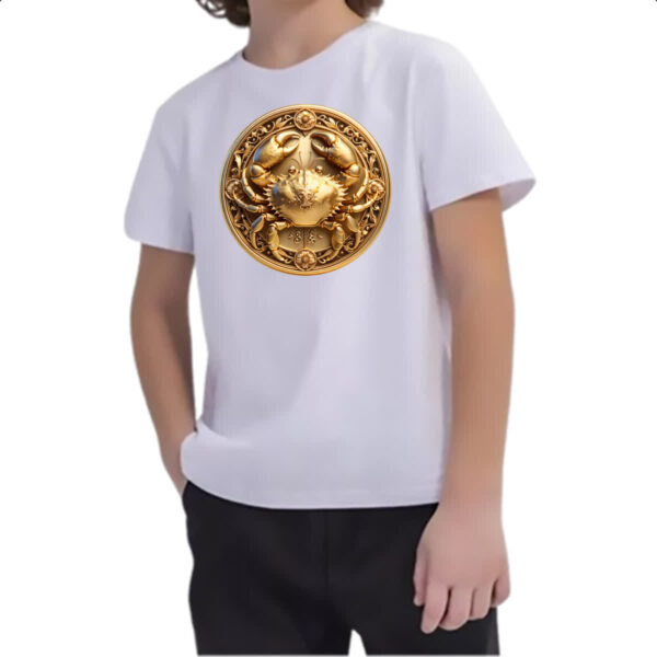Camiseta Infanto Juvenil Signo de Cancer moeda de ouro - Imagem 2