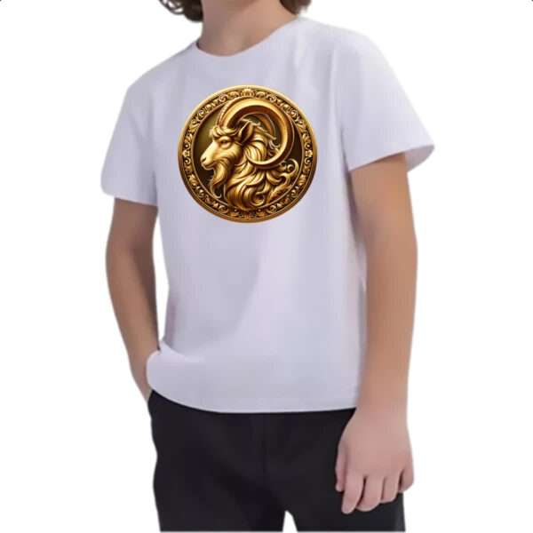 Camiseta Infanto Juvenil Signo de Capricornio moeda de ouro - Imagem 2