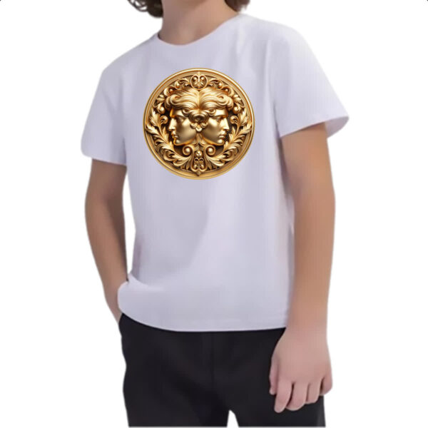 Camiseta Infanto Juvenil Signo de Gemeos moeda de ouro - Imagem 2