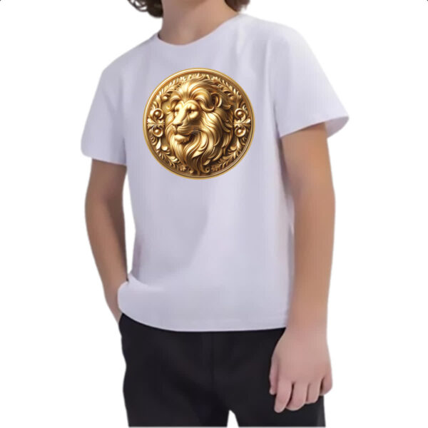 Camiseta Infanto Juvenil Signo de Leao moeda de ouro - Imagem 2