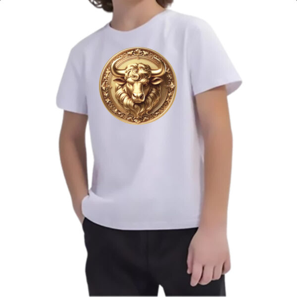 Camiseta Infanto Juvenil Signo de Touro moeda de ouro - Imagem 2