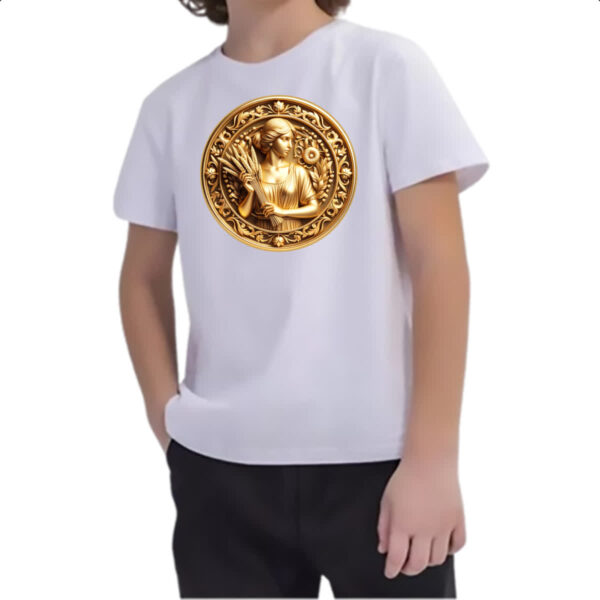 Camiseta Infanto Juvenil Signo de Virgem moeda de ouro - Imagem 2