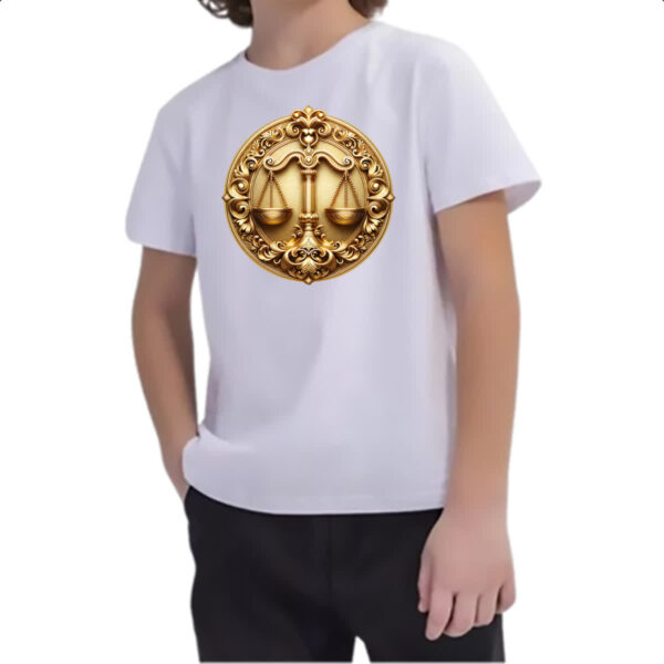 Camiseta Infanto Juvenil Signo de libra moeda de ouro - Imagem 2