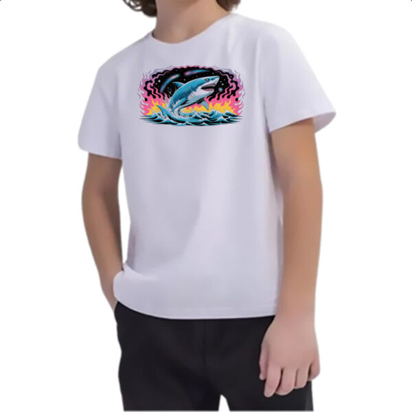 Camiseta Infanto Juvenil Megalodon Psicodelico Arte - Imagem 2