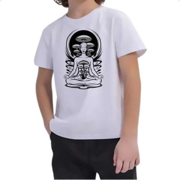 Camiseta Infanto Juvenil Yoga Cogumelos - Imagem 2