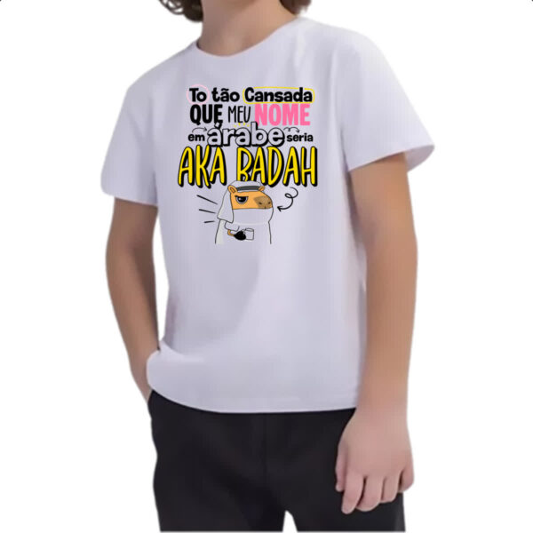 Camiseta Infanto Juvenil Capivara Nome Cansada - Imagem 2