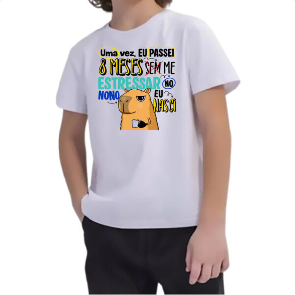 Camiseta Infanto Juvenil Capivara Sem estressar Azul - Imagem 2