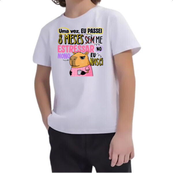 Camiseta Infanto Juvenil Capivara Sem estressar rosa - Imagem 2