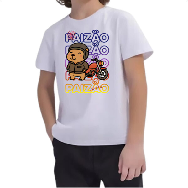 Camiseta Infanto Juvenil Capivara Paizao Motoqueiro - Imagem 2