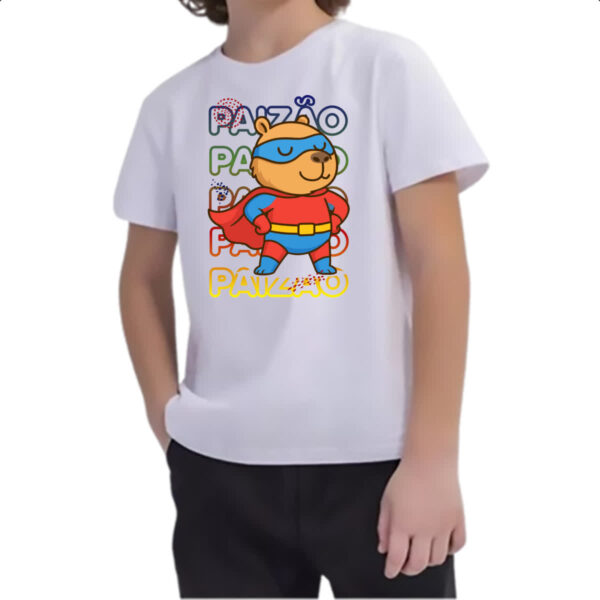 Camiseta Infanto Juvenil Capivara Paizao Super Heroi - Imagem 2