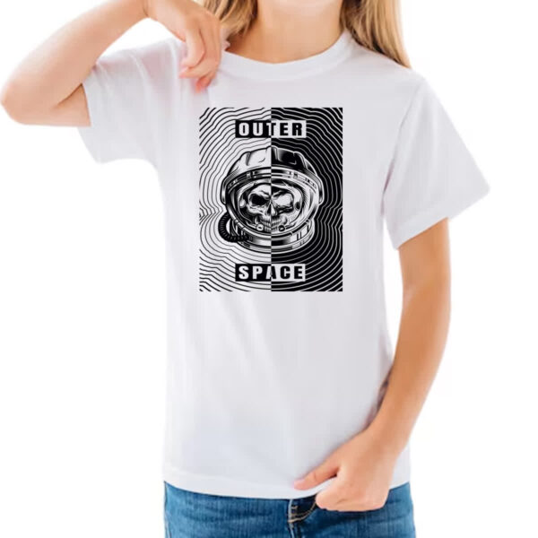 Camiseta Infanto Juvenil Caveira Atronauta Outer Space - Imagem 3