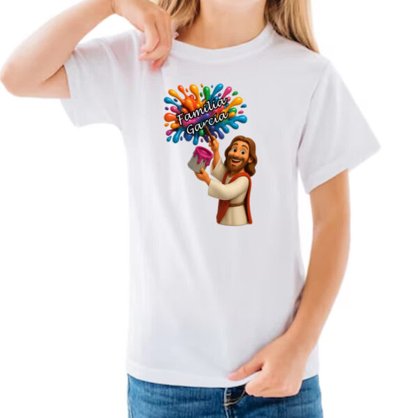 Camiseta Infanto Juvenil Jesus Escrevendo Familia Garcia - Imagem 3