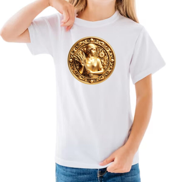 Camiseta Infanto Juvenil Signo de Virgem moeda de ouro - Imagem 3