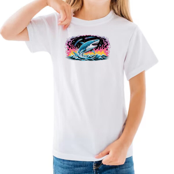 Camiseta Infanto Juvenil Megalodon Psicodelico Arte - Imagem 3