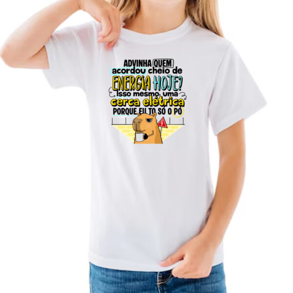 Camiseta Infanto Juvenil Capivara Energia hoje - Imagem 3