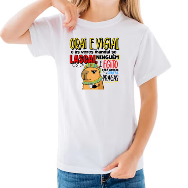 Camiseta Infanto Juvenil Capivara Orai e vigiai - Imagem 3