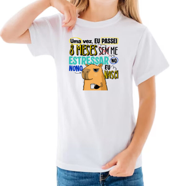 Camiseta Infanto Juvenil Capivara Sem estressar Azul - Imagem 3