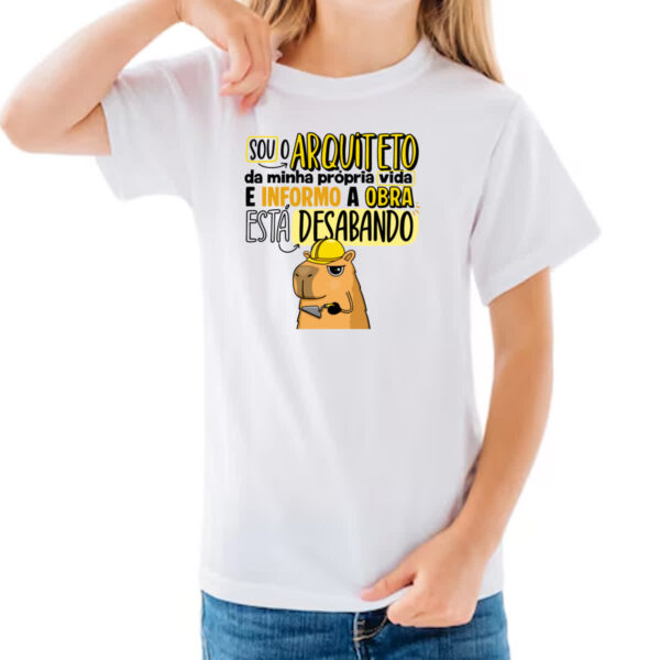 Camiseta Infanto Juvenil Capivara Sou o Arquiteto - Imagem 3