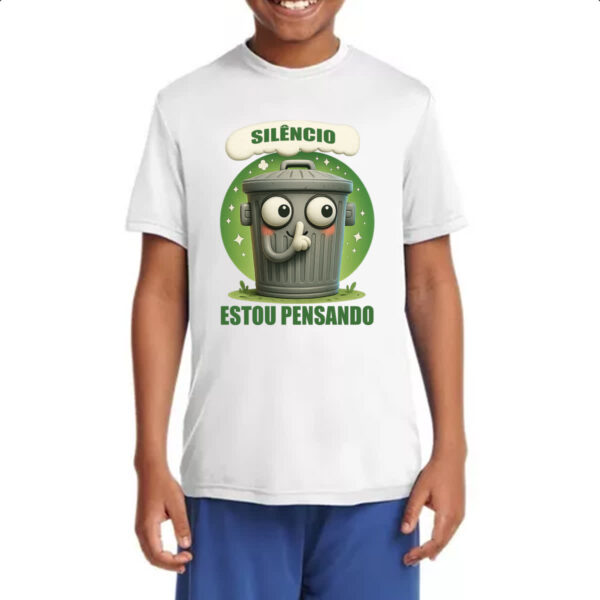 Camiseta Infanto Juvenil Lata de Lixo pensando - Imagem 4