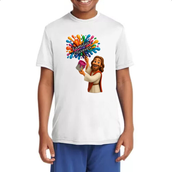 Camiseta Infanto Juvenil Jesus Escrevendo Familia Oliveira - Imagem 4