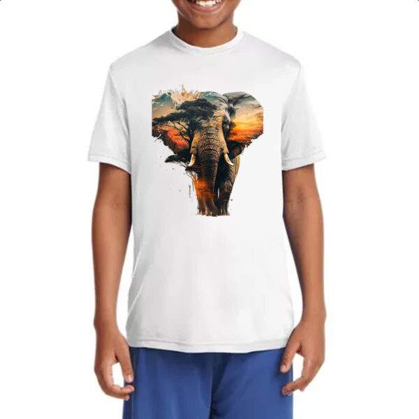 Camiseta Infanto Juvenil Elefante africano paisagem corporal - Imagem 4