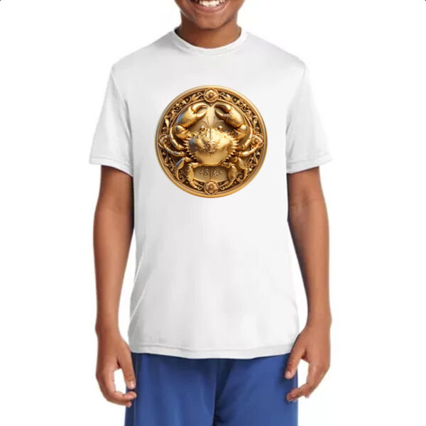 Camiseta Infanto Juvenil Signo de Cancer moeda de ouro - Imagem 4