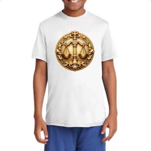 Camiseta Infanto Juvenil Signo de libra moeda de ouro - Imagem 4