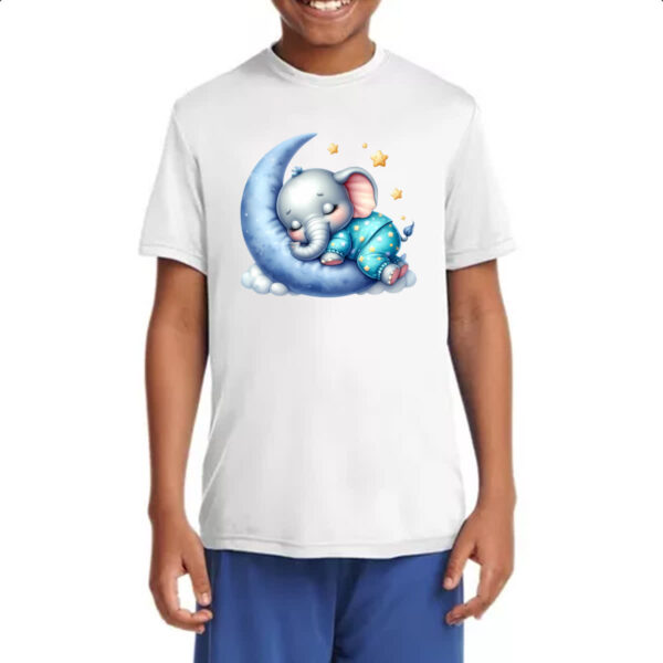 Camiseta Infanto Juvenil Cute Elefante dormindo na Lua - Imagem 4
