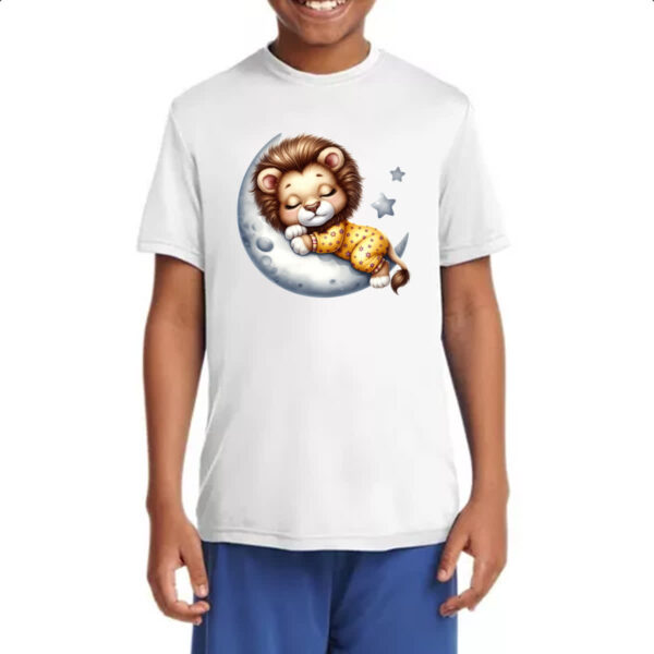 Camiseta Infanto Juvenil Cute Leao dormindo na Lua - Imagem 4