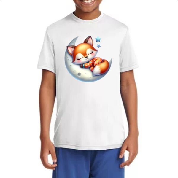 Camiseta Infanto Juvenil Cute Raposa dormindo na Lua - Imagem 4