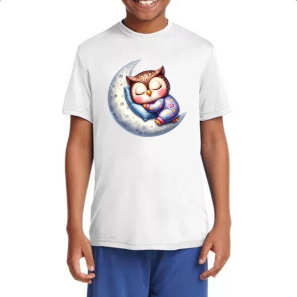 Camiseta Infanto Juvenil Cute Coruja dormindo na Lua - Imagem 4