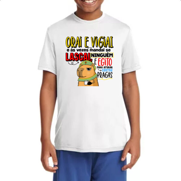 Camiseta Infanto Juvenil Capivara Orai e vigiai - Imagem 4