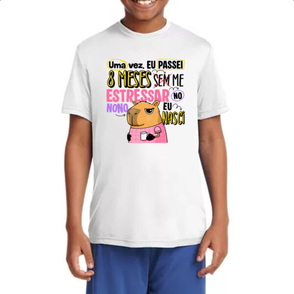 Camiseta Infanto Juvenil Capivara Sem estressar rosa - Imagem 4
