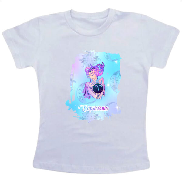 Camiseta Infanto Juvenil Capricornio fundo zodiacal