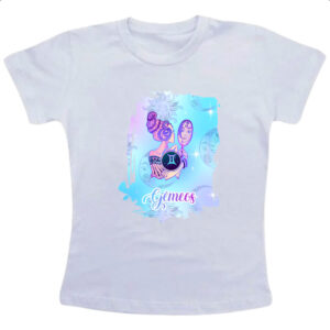 Camiseta Infanto Juvenil Gemeos fundo zodiacal