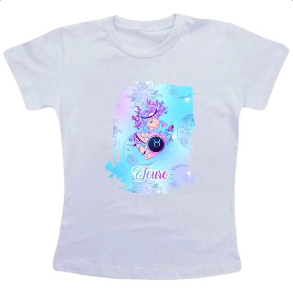 Camiseta Infanto Juvenil Touro fundo zodiacal