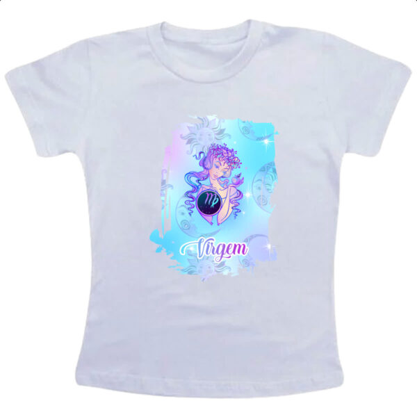 Camiseta Infanto Juvenil Virgem fundo zodiacal