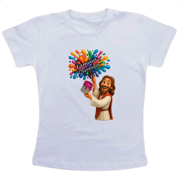 Camiseta Infanto Juvenil Jesus Escrevendo Familia Oliveira