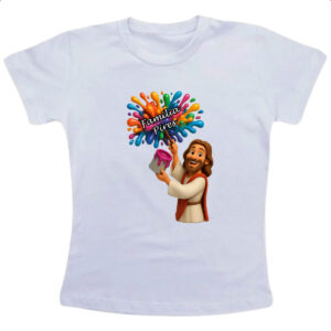 Camiseta Infanto Juvenil Jesus Escrevendo Familia Pires