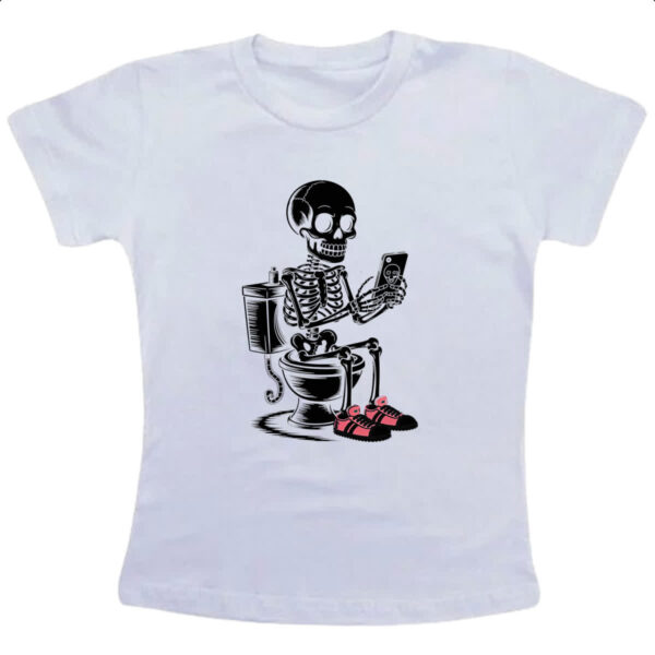 Camiseta Infanto Juvenil Esqueleto na Sala de Forca