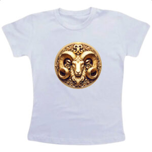 Camiseta Infanto Juvenil Signo de Aries moeda de ouro