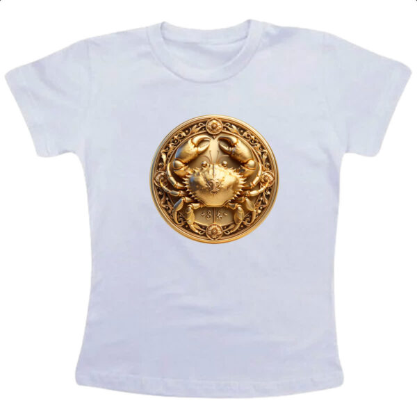 Camiseta Infanto Juvenil Signo de Cancer moeda de ouro