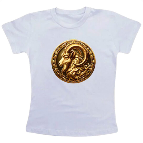 Camiseta Infanto Juvenil Signo de Capricornio moeda de ouro