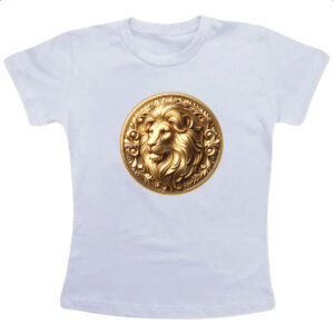 Camiseta Infanto Juvenil Signo de Leao moeda de ouro