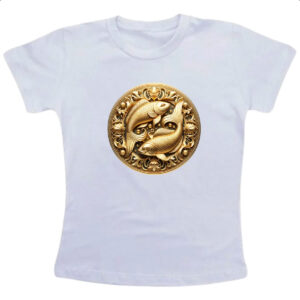 Camiseta Infanto Juvenil Signo de Peixes moeda de ouro