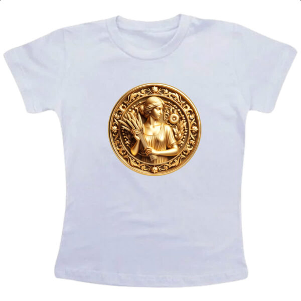 Camiseta Infanto Juvenil Signo de Virgem moeda de ouro