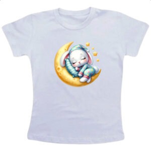 Camiseta Infanto Juvenil Cute Coelho dormindo na Lua
